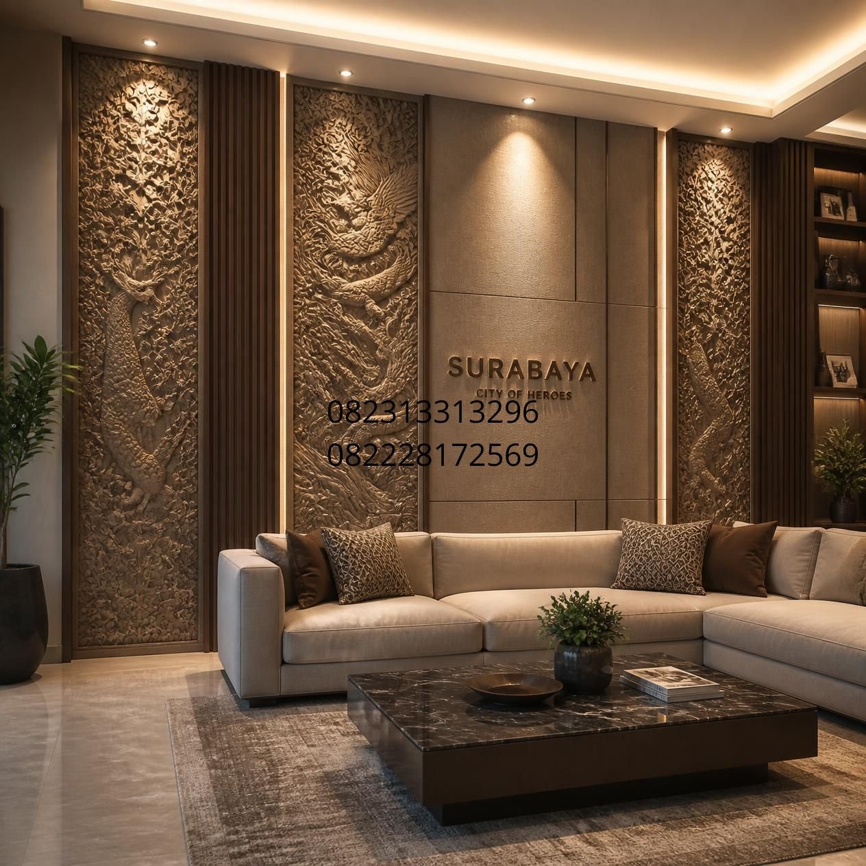desain panel dinding ruang tamu