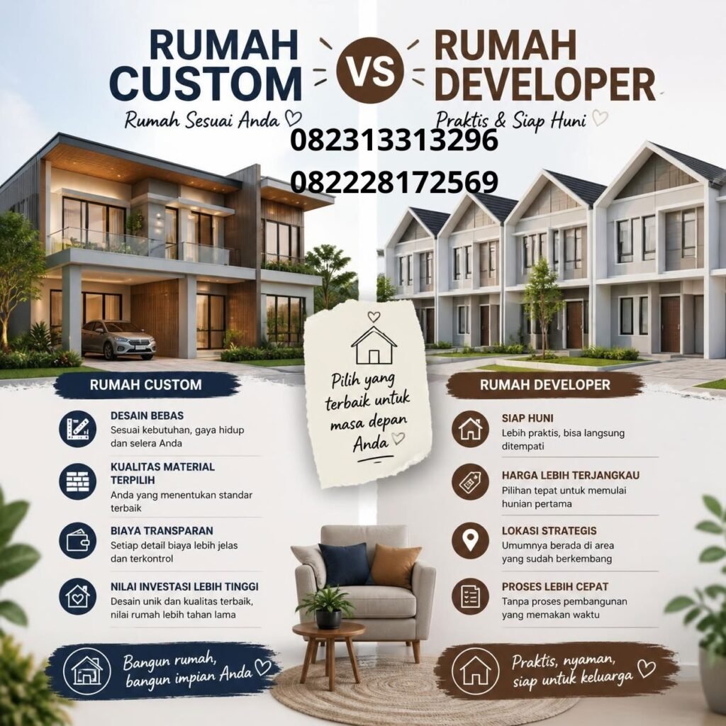 Kekurangan rumah custom dan rumah developer