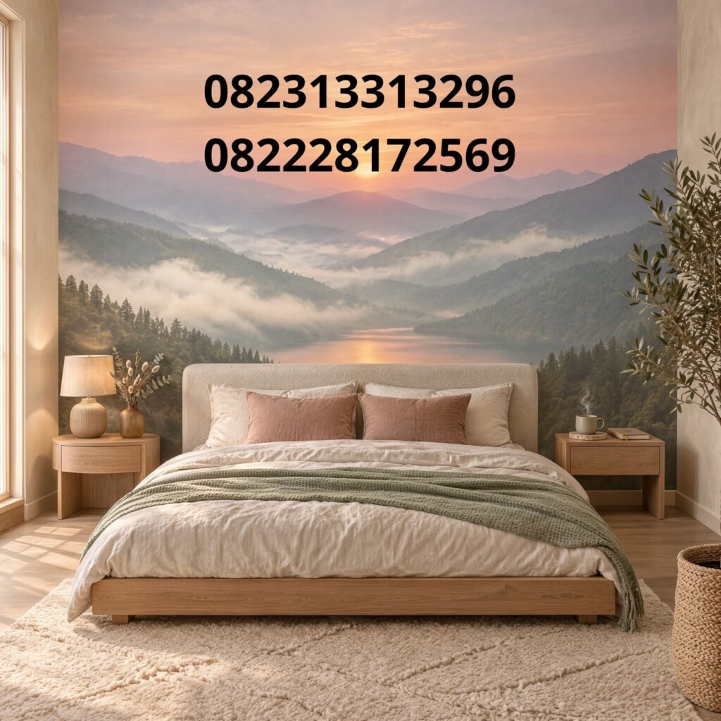 Motif wallpaper kamar tidur elegan