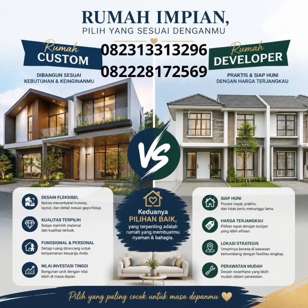 Perbandingan harga rumah custom dan developer