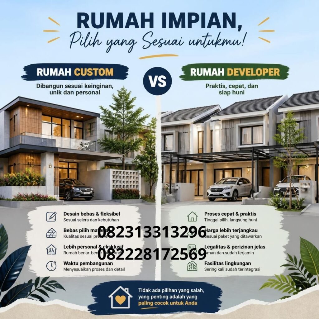 Perbedaan rumah custom dan rumah developer